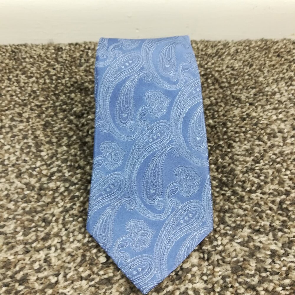 NWT Gallieni 1889 Neck Tie Thick Silk Paisley Blue 58.5L 3.5W Italy Made